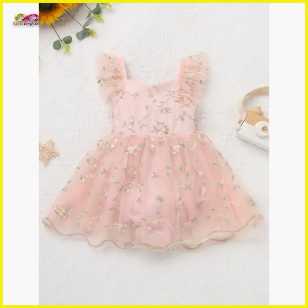 Floral Lace Tulle Romper Tutu Dress Headband Set Boho Princess Birthday Outfit - Picture 5 of 7